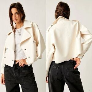 Free People We The Free Alexis Vegan Leather Jacket White Size Small
